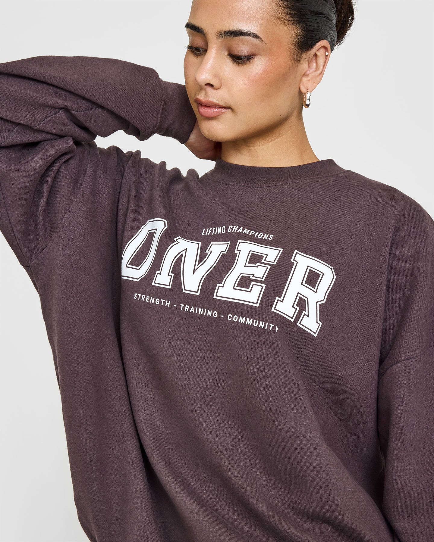 Mid Weight Sweatshirt With Printed Logo | Umber Brown