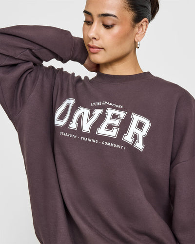 Mid Weight Sweatshirt With Printed Logo | Umber Brown