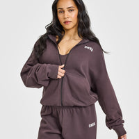 Mid Weight Zip Through Hoodie | Umber Brown