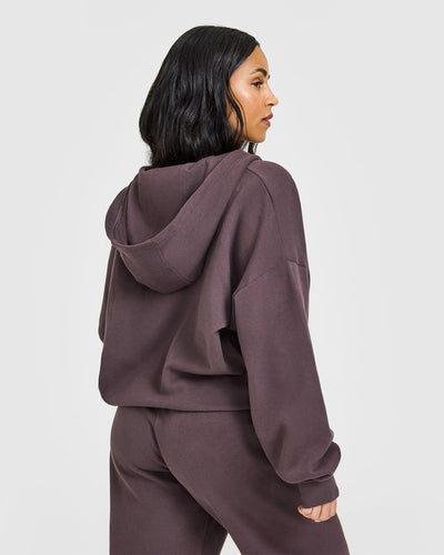 Mid Weight Zip Through Hoodie | Umber Brown