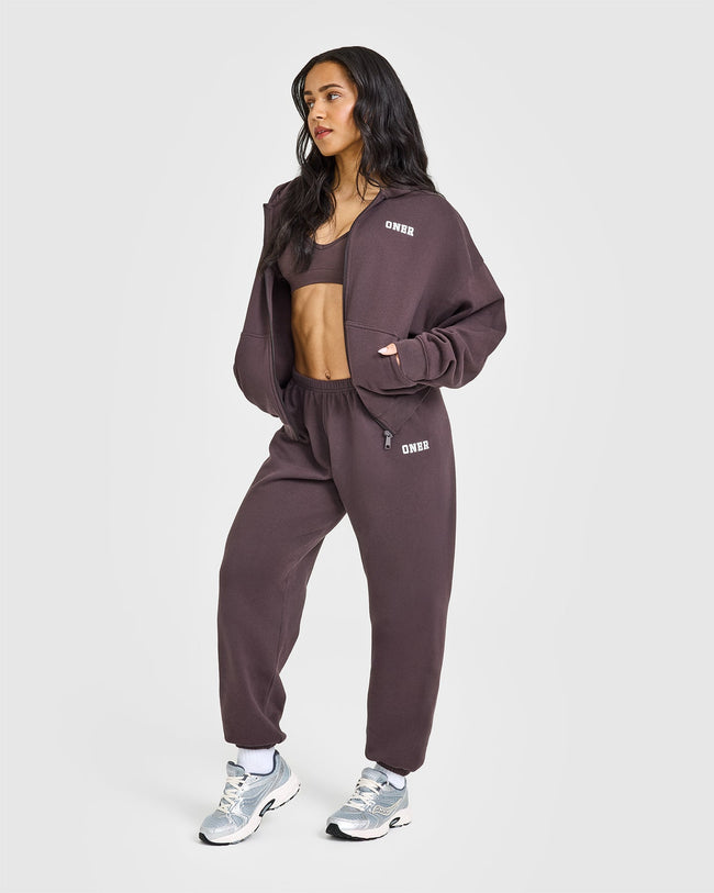 Mid Weight Zip Through Hoodie | Umber Brown