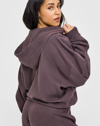 Mid Weight Zip Through Hoodie | Umber Brown