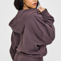 Mid Weight Zip Through Hoodie | Umber Brown