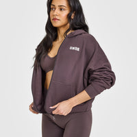 Mid Weight Zip Through Hoodie | Umber Brown