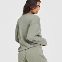 Oversized Washed Long Sleeve Top | Washed Soft Sage Green