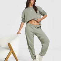 Oversized Washed Long Sleeve Top | Washed Soft Sage Green