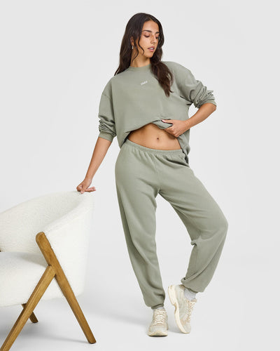 Oversized Washed Long Sleeve Top | Washed Soft Sage Green