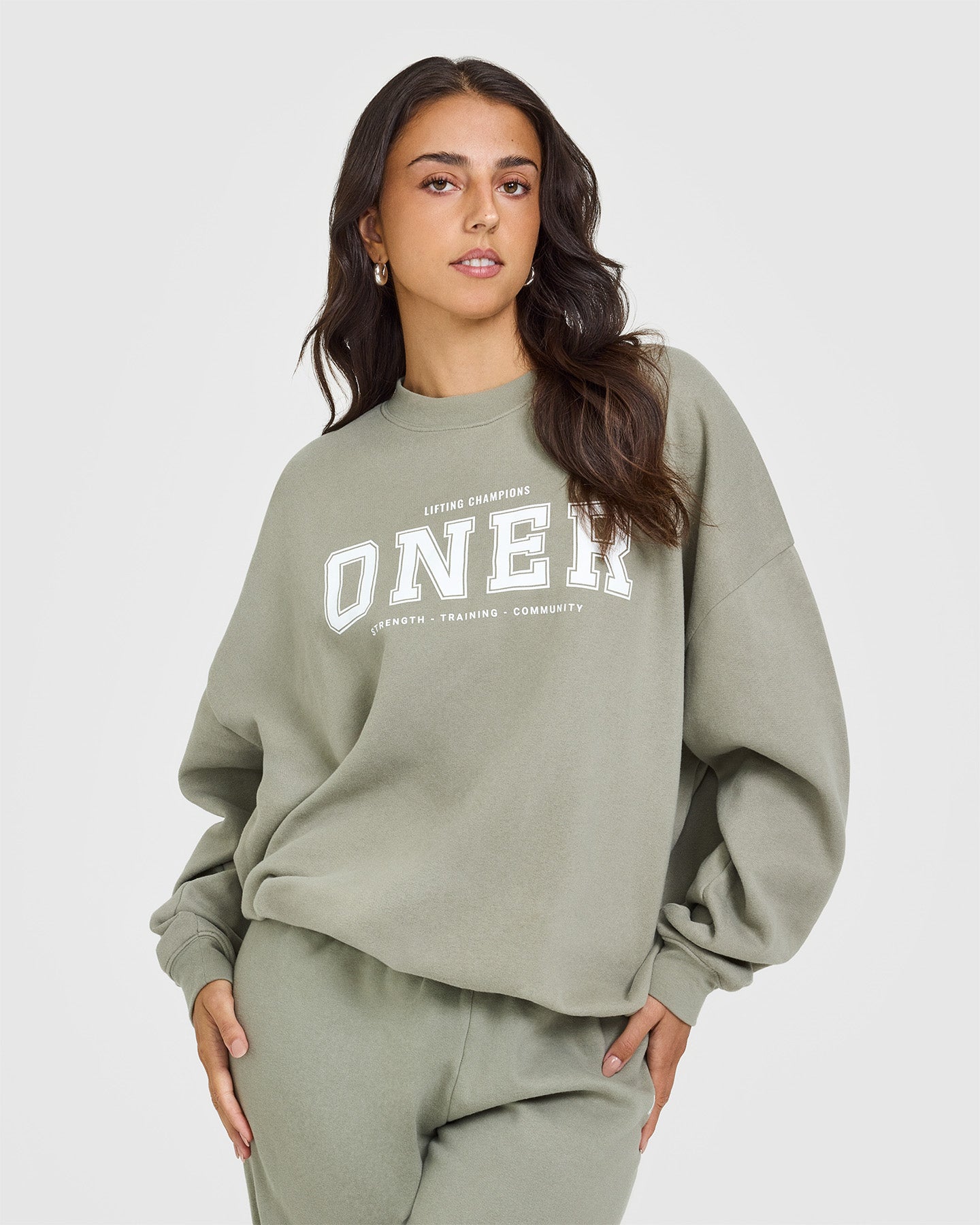Mid Weight Sweatshirt With Printed Logo | Soft Sage Green