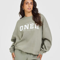 Mid Weight Sweatshirt With Printed Logo | Soft Sage Green