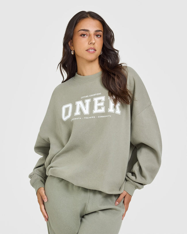 Mid Weight Sweatshirt With Printed Logo | Soft Sage Green