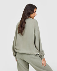 Mid Weight Sweatshirt With Printed Logo | Soft Sage Green