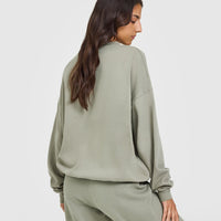 Mid Weight Sweatshirt With Printed Logo | Soft Sage Green