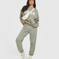Mid Weight Sweatshirt With Printed Logo | Soft Sage Green