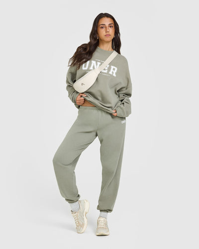 Mid Weight Sweatshirt With Printed Logo | Soft Sage Green