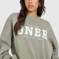 Mid Weight Sweatshirt With Printed Logo | Soft Sage Green