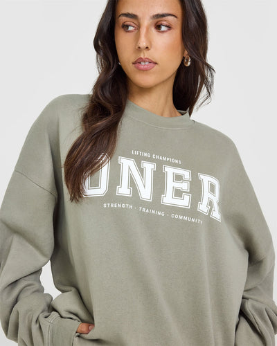 Mid Weight Sweatshirt With Printed Logo | Soft Sage Green
