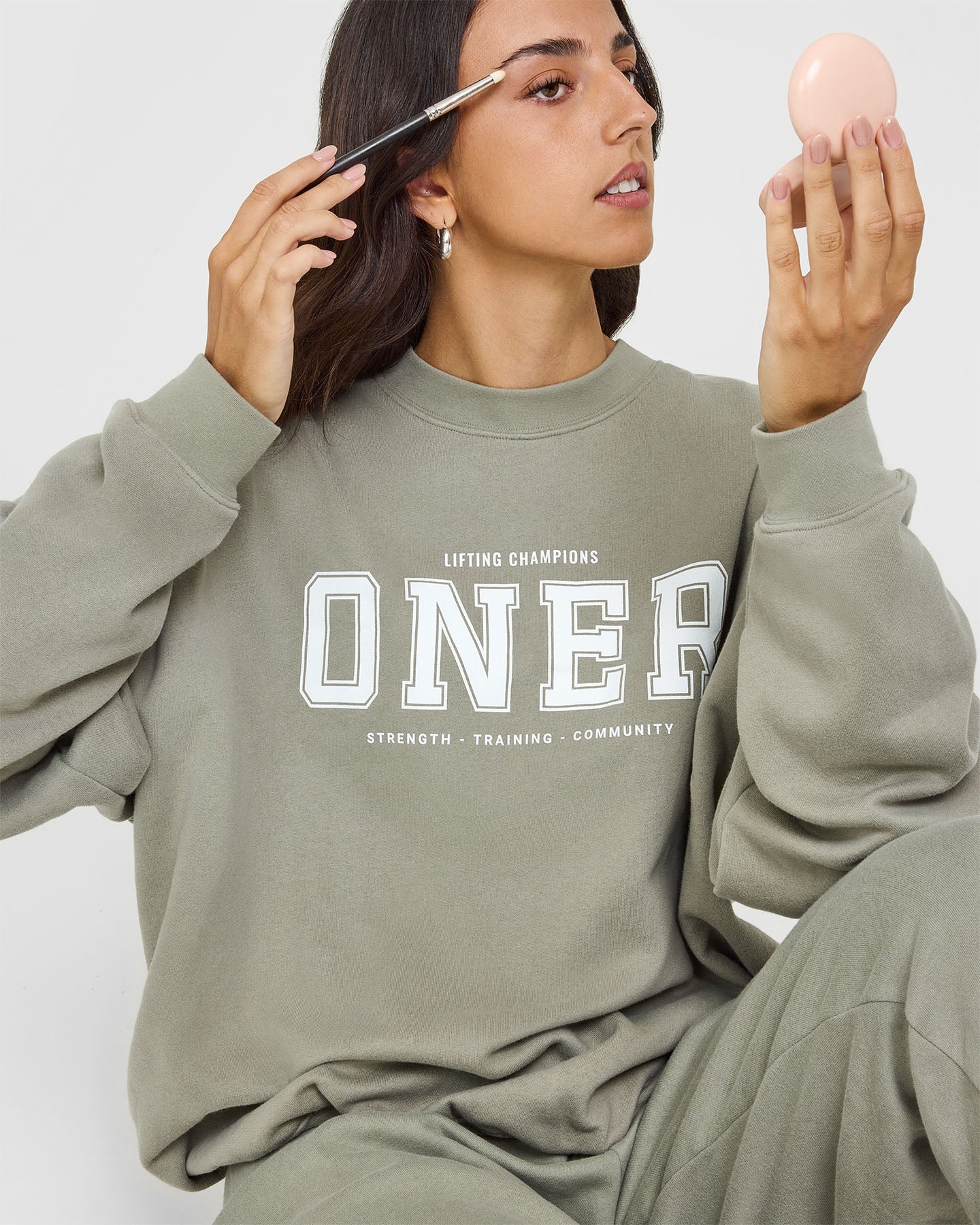 Mid Weight Sweatshirt With Printed Logo | Soft Sage Green