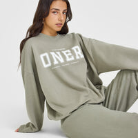 Mid Weight Sweatshirt With Printed Logo | Soft Sage Green