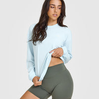Classic Oversized Lightweight Long Sleeve Top | Cloud Blue