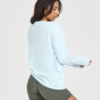 Classic Oversized Lightweight Long Sleeve Top | Cloud Blue