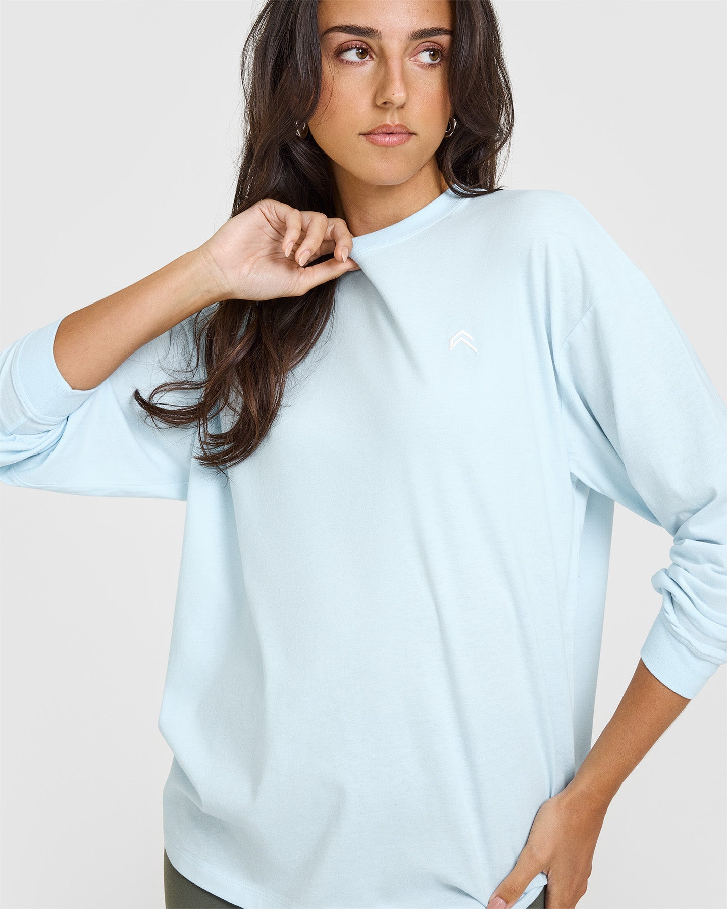 Classic Oversized Lightweight Long Sleeve Top | Cloud Blue