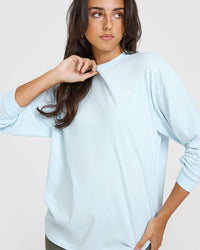Classic Oversized Lightweight Long Sleeve Top | Cloud Blue