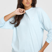Classic Oversized Lightweight Long Sleeve Top | Cloud Blue