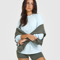 Classic Oversized Lightweight Long Sleeve Top | Cloud Blue