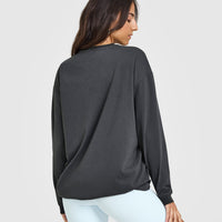 Classic Oversized Lightweight Long Sleeve Top | Coal