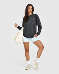 Classic Oversized Lightweight Long Sleeve Top | Coal