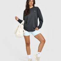Classic Oversized Lightweight Long Sleeve Top | Coal