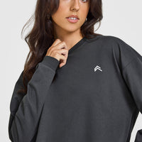 Classic Oversized Lightweight Long Sleeve Top | Coal