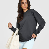 Classic Oversized Lightweight Long Sleeve Top | Coal