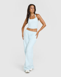 Mellow™ Rib Halter Neck Mid Vest with Built in Bra Shelf | Cloud Blue