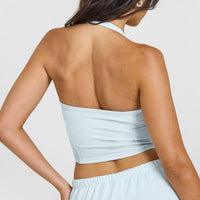Mellow™ Rib Halter Neck Mid Vest with Built in Bra Shelf | Cloud Blue