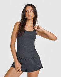 Mellowâ„¢ Rib Halter Neck Vest with Built in Bra Shelf | Coal