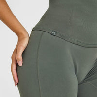 Mellow™ Rib Halter Neck Vest with Built in Bra Shelf | Dark Khaki