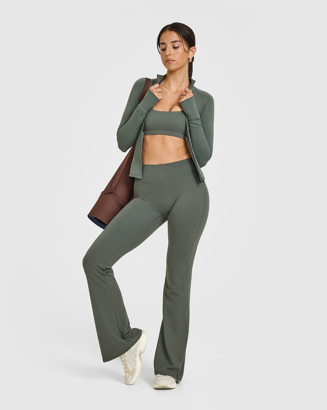 SoftMotion™ Flared Bottoms with White Logo | Dark Khaki