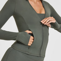 SoftMotion™ Jacket with White Logo | Dark Khaki