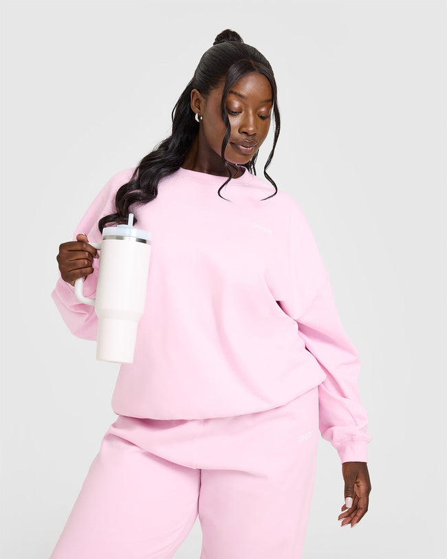 Lightweight Sweatshirt with Oner Logo | Washed Chalk Pink