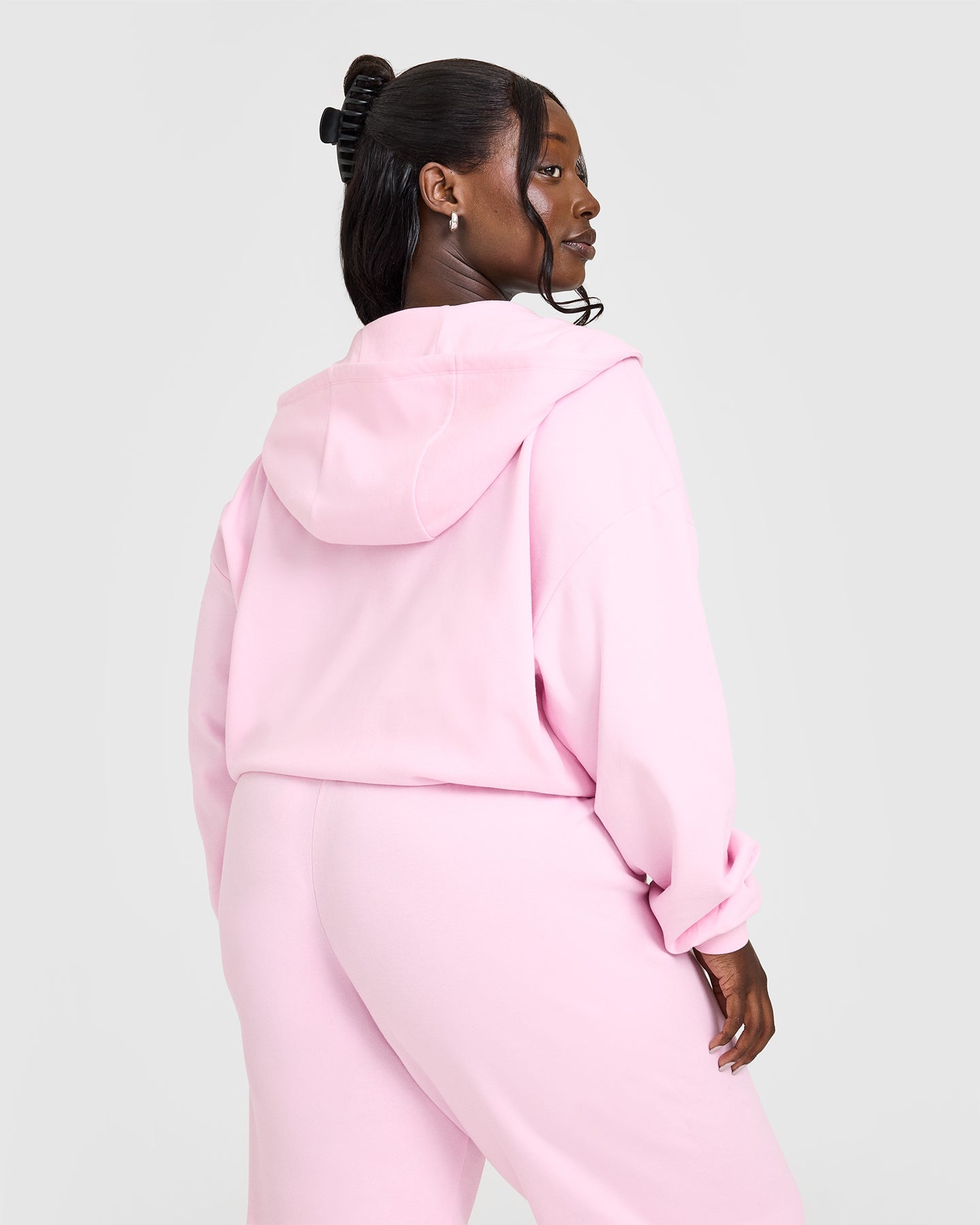 Lightweight Zip Through Hoodie With Oner Logo | Washed Chalk Pink