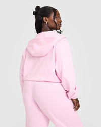 Lightweight Zip Through Hoodie With Oner Logo | Washed Chalk Pink