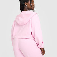 Lightweight Zip Through Hoodie With Oner Logo | Washed Chalk Pink