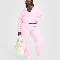 Lightweight Zip Through Hoodie With Oner Logo | Washed Chalk Pink