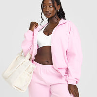 Lightweight Zip Through Hoodie With Oner Logo | Washed Chalk Pink