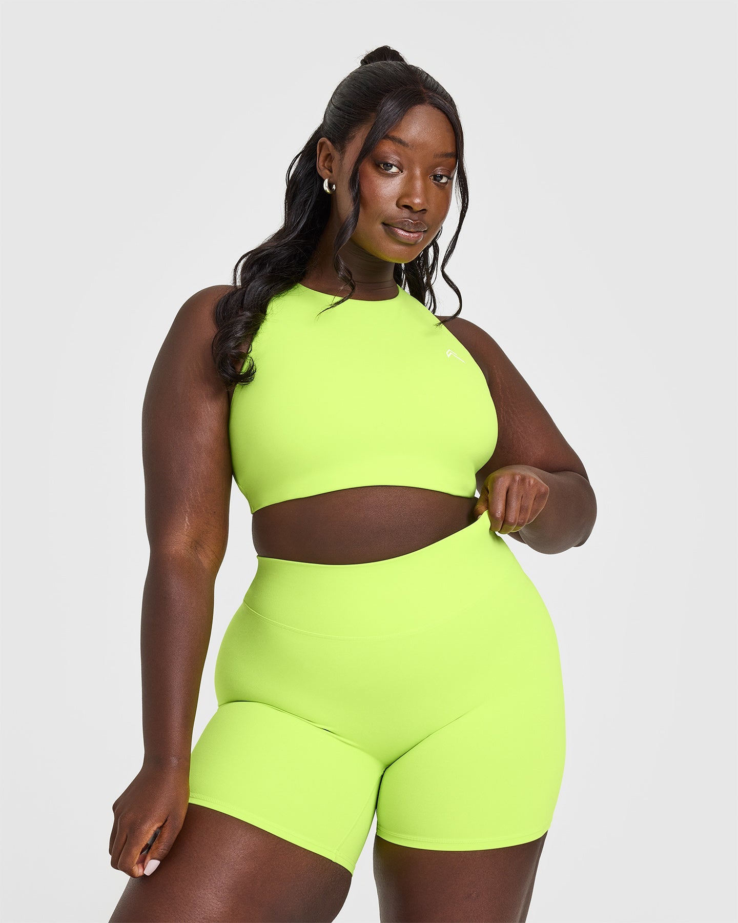 EasyLift™ High Neck Sports Bra with White Logo | Citrus Green