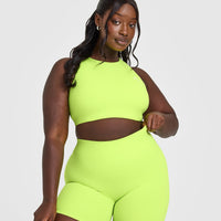 EasyLift™ High Neck Sports Bra with White Logo | Citrus Green