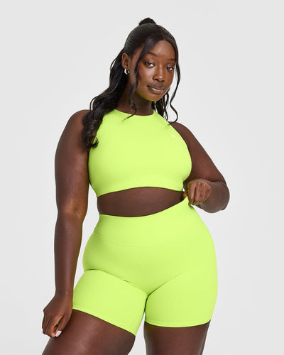 EasyLift™ High Neck Sports Bra with White Logo | Citrus Green