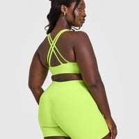 EasyLift™ High Neck Sports Bra with White Logo | Citrus Green