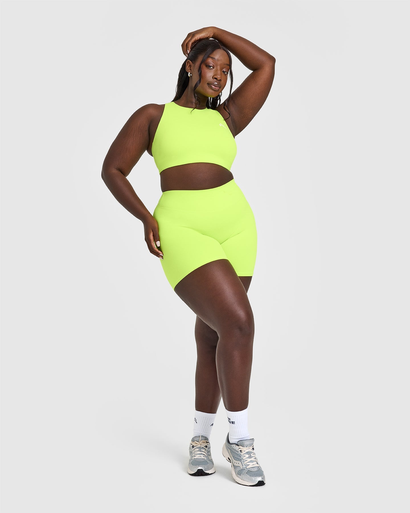 EasyLift™ High Neck Sports Bra with White Logo | Citrus Green